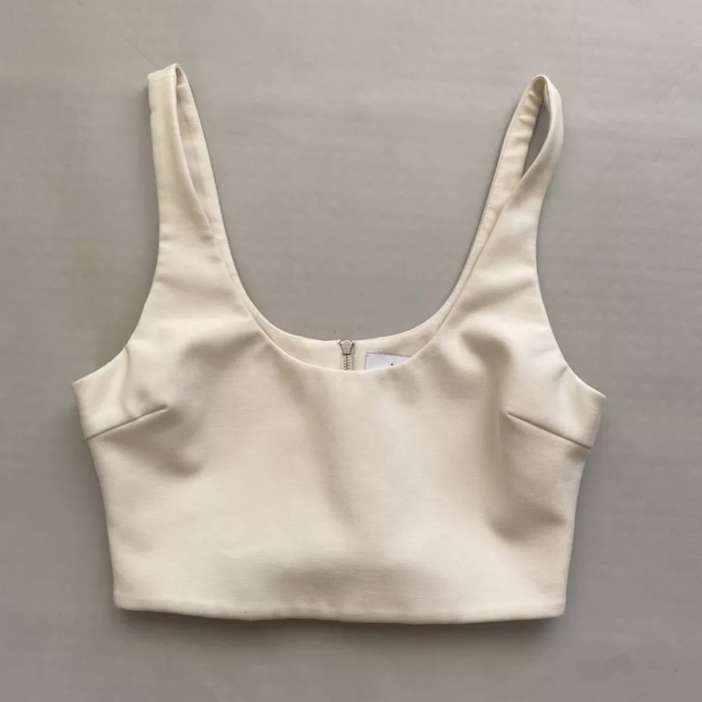 Likely crop top sleeveless zippered ivory 4